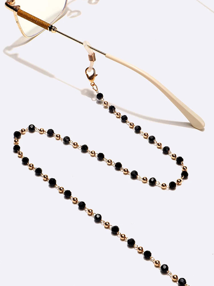 Black Crystal Glasses Chain - Glowlu