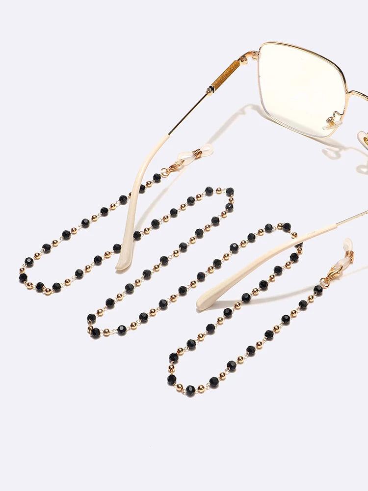 Black Crystal Glasses Chain - Glowlu