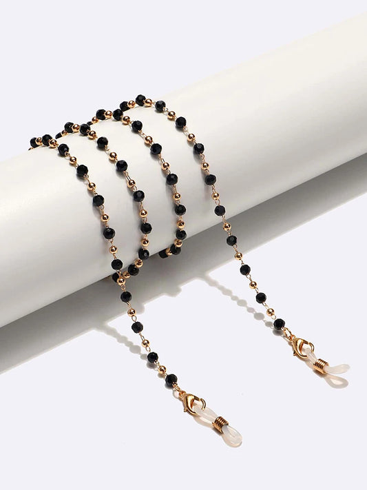 Black Crystal Glasses Chain - Glowlu